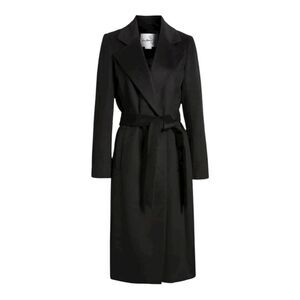 Sam Edelman Belted Navy Blue Wool Blend Long Coat Trench US 8 MSRP $240 NWOT